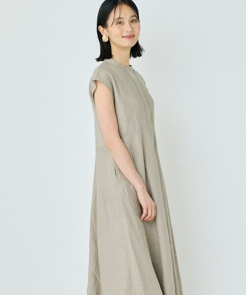 7-IDconcept / セブンアイディーコンセプト ミニ丈・ひざ丈ワンピース | フレンチスリーブワンピース(ベージュ2)