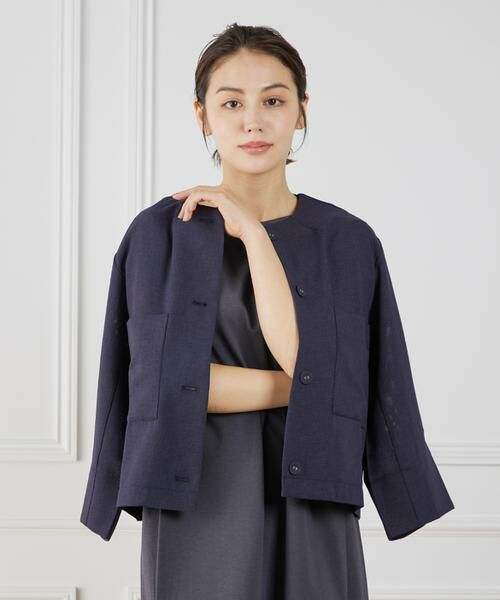 7-IDconcept / セブンアイディーコンセプト ノーカラージャケット | 《大きいサイズ》カラミノーカラージャケット | 詳細10