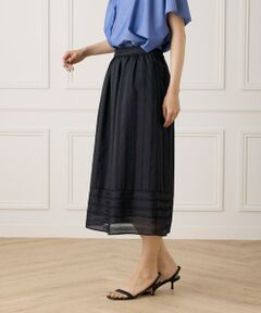 7-IDconcept / セブンアイディーコンセプト ミニ・ひざ丈スカート | カラミストライプ切り替えギャザースカート