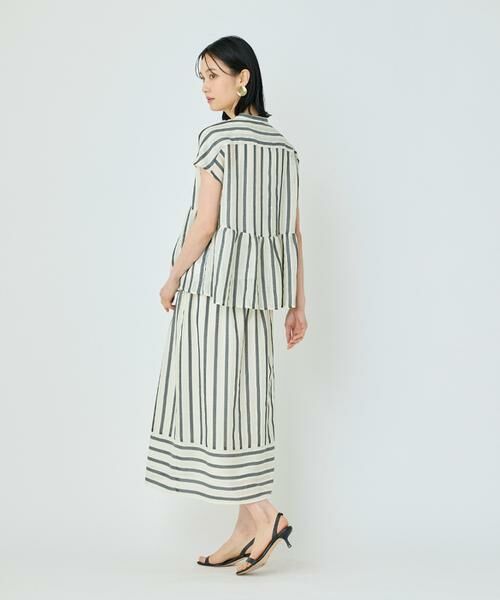 7-IDconcept / セブンアイディーコンセプト ミニ・ひざ丈スカート | カラミストライプ切り替えギャザースカート | 詳細4