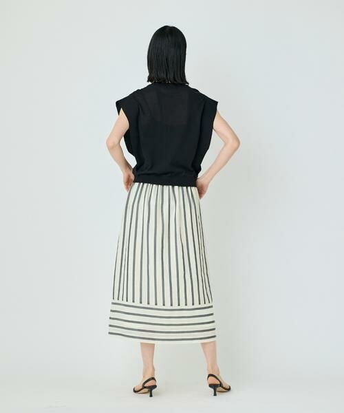 7-IDconcept / セブンアイディーコンセプト ミニ・ひざ丈スカート | カラミストライプ切り替えギャザースカート | 詳細8