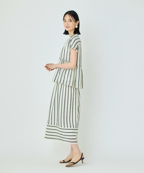 7-IDconcept / セブンアイディーコンセプト ミニ・ひざ丈スカート | カラミストライプ切り替えギャザースカート | 詳細3