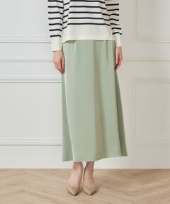 7-IDconcept / セブンアイディーコンセプト ロング・マキシ丈スカート | 《大きいサイズ》サテンナローセミフレアスカート