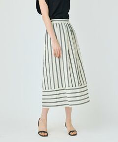 7-IDconcept / セブンアイディーコンセプト ミニ・ひざ丈スカート | 《大きいサイズ》カラミストライプ切り替えギャザースカート