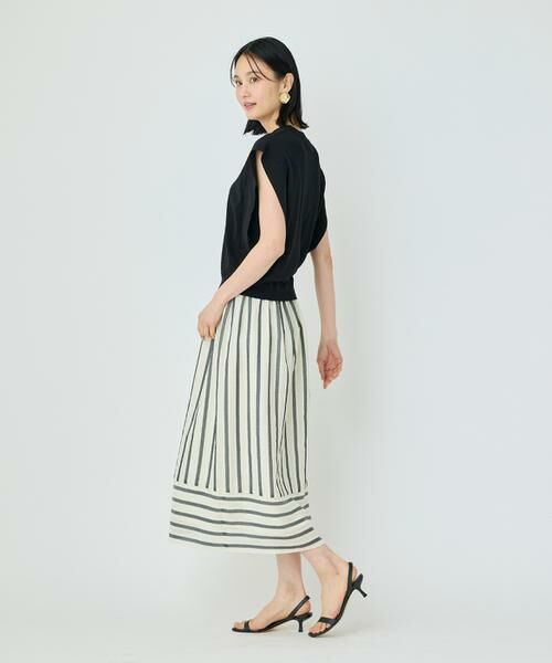 7-IDconcept / セブンアイディーコンセプト ミニ・ひざ丈スカート | 《大きいサイズ》カラミストライプ切り替えギャザースカート | 詳細7