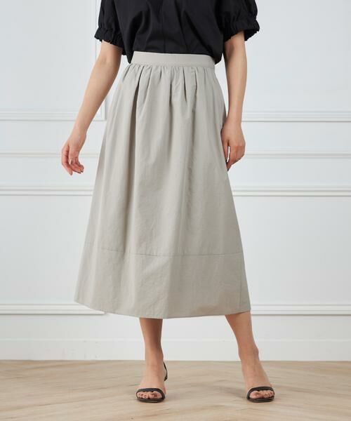 7-IDconcept / セブンアイディーコンセプト ミニ・ひざ丈スカート | 《大きいサイズ》切り替えギャザースカート | 詳細1