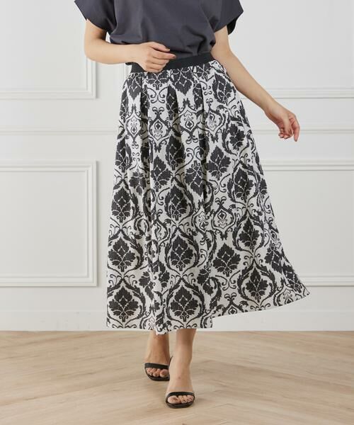 7-IDconcept / セブンアイディーコンセプト ミニ・ひざ丈スカート | 《大きいサイズ》プリントギャザースカート | 詳細8