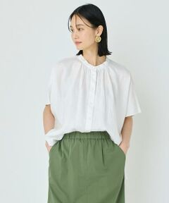 7-IDconcept / セブンアイディーコンセプト シャツ・ブラウス | ポンチョ風バンドカラーブラウス