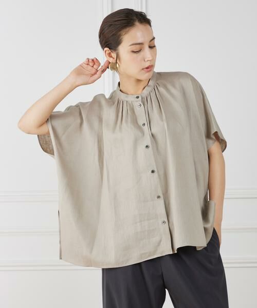 7-IDconcept / セブンアイディーコンセプト シャツ・ブラウス | ポンチョ風バンドカラーブラウス | 詳細13