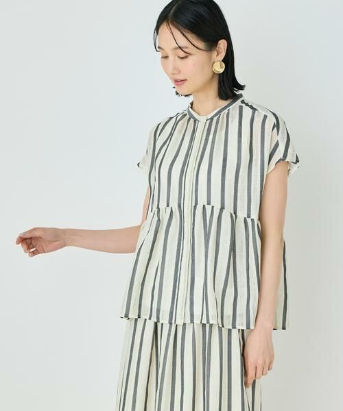 7-IDconcept / セブンアイディーコンセプト シャツ・ブラウス | カラミストライプブラウス | 詳細1
