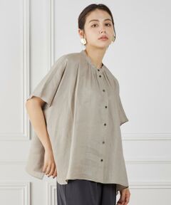 7-IDconcept / セブンアイディーコンセプト シャツ・ブラウス | 《大きいサイズ》ポンチョ風バンドカラーブラウス