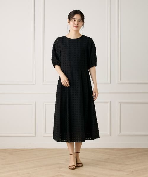 7-IDconcept / セブンアイディーコンセプト ミニ丈・ひざ丈ワンピース | パフスリーブジャカードワンピース | 詳細2