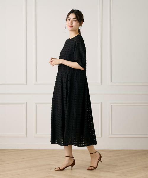 7-IDconcept / セブンアイディーコンセプト ミニ丈・ひざ丈ワンピース | パフスリーブジャカードワンピース | 詳細4