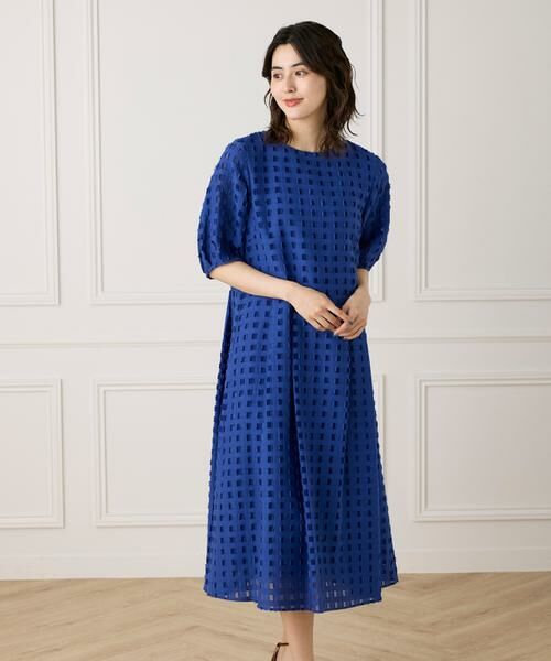 7-IDconcept / セブンアイディーコンセプト ミニ丈・ひざ丈ワンピース | パフスリーブジャカードワンピース | 詳細9
