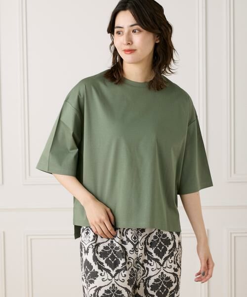 7-IDconcept/セブンアイディーコンセプト 《大きいサイズ》五分袖Tシャツ《接触冷感》 モスグリーン2 15 7-IDconcept/セブンアイディーコンセプト 《大きいサイズ》五分袖Tシャツ《接触冷感》 モスグリーン2 15