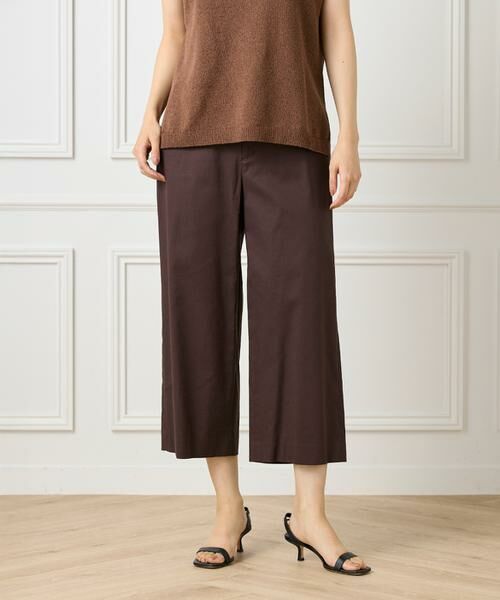 7-IDconcept / セブンアイディーコンセプト ショート・ハーフ・半端丈パンツ | ワイドクロップトパンツ(ダークブラウン4)