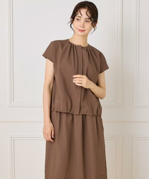 7-IDconcept / セブンアイディーコンセプト シャツ・ブラウス | 《大きいサイズ》サッカーチェック フレンチスリーブブラウス | 詳細13