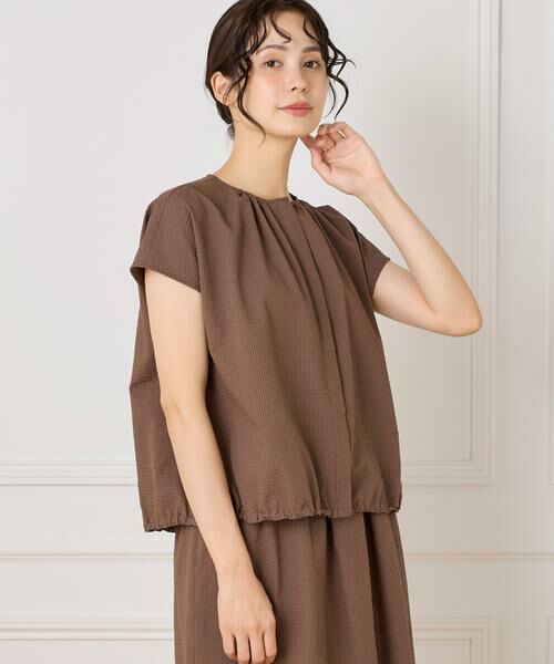 7-IDconcept / セブンアイディーコンセプト シャツ・ブラウス | 《大きいサイズ》サッカーチェック フレンチスリーブブラウス | 詳細16