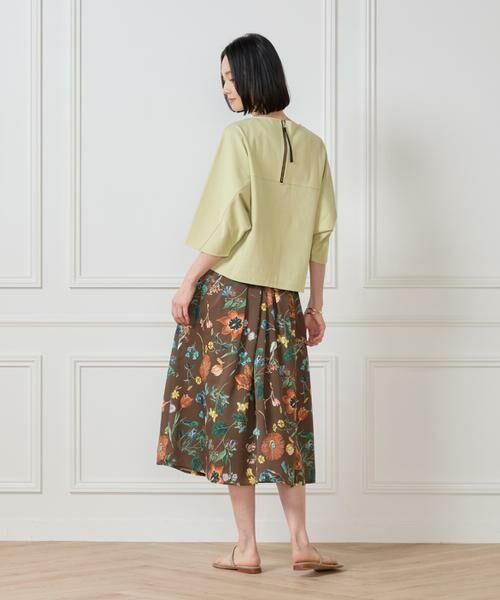 7-IDconcept / セブンアイディーコンセプト ミニ・ひざ丈スカート | 《大きいサイズ》ボタニカル柄 タックギャザースカート | 詳細5