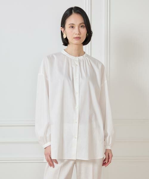 7-IDconcept / セブンアイディーコンセプト シャツ・ブラウス | 《大きいサイズ》バンドカラーブラウス | 詳細1