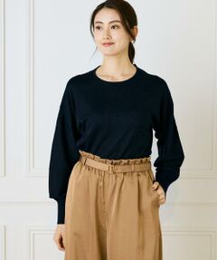 7-IDconcept / セブンアイディーコンセプト ニット・セーター | 《大きいサイズ》ラメパフスリーブニットプルオーバー