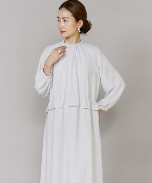 7-IDconcept / セブンアイディーコンセプト ロング・マキシ丈ワンピース | ペプラムギャザーワンピース（グレー1）
