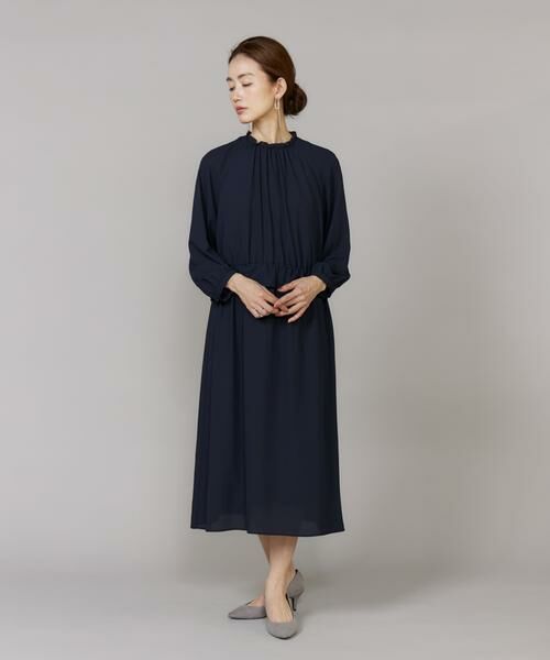 7-IDconcept / セブンアイディーコンセプト ミニ丈・ひざ丈ワンピース | 《大きいサイズ》 ペプラムギャザーワンピース | 詳細10