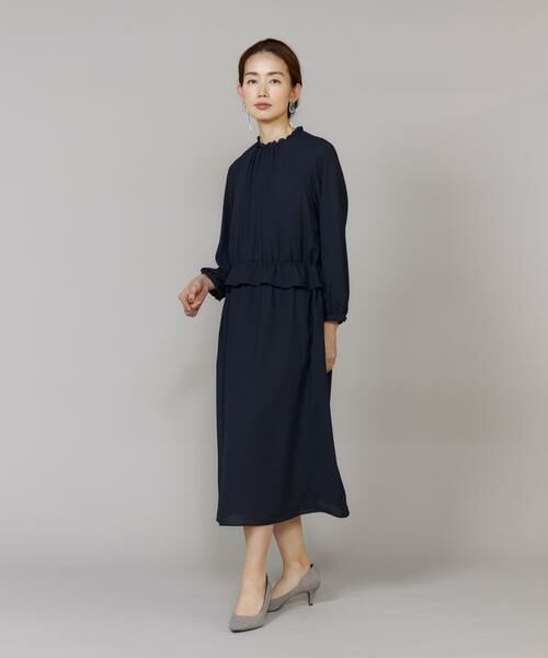 7-IDconcept / セブンアイディーコンセプト ミニ丈・ひざ丈ワンピース | 《大きいサイズ》 ペプラムギャザーワンピース | 詳細11
