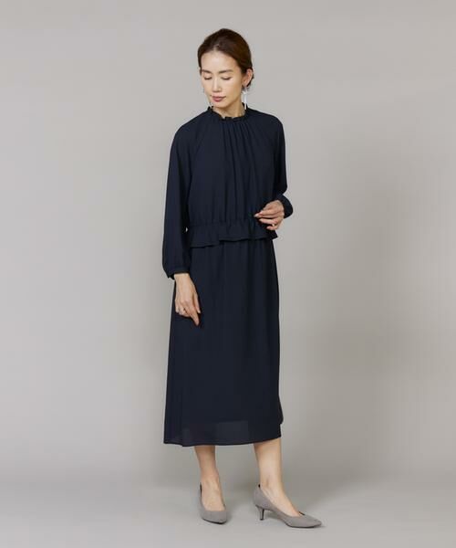 7-IDconcept / セブンアイディーコンセプト ミニ丈・ひざ丈ワンピース | 《大きいサイズ》 ペプラムギャザーワンピース | 詳細12