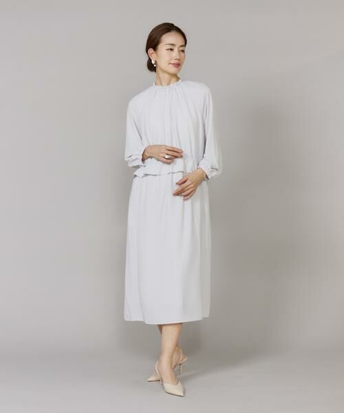 7-IDconcept / セブンアイディーコンセプト ミニ丈・ひざ丈ワンピース | 《大きいサイズ》 ペプラムギャザーワンピース | 詳細2