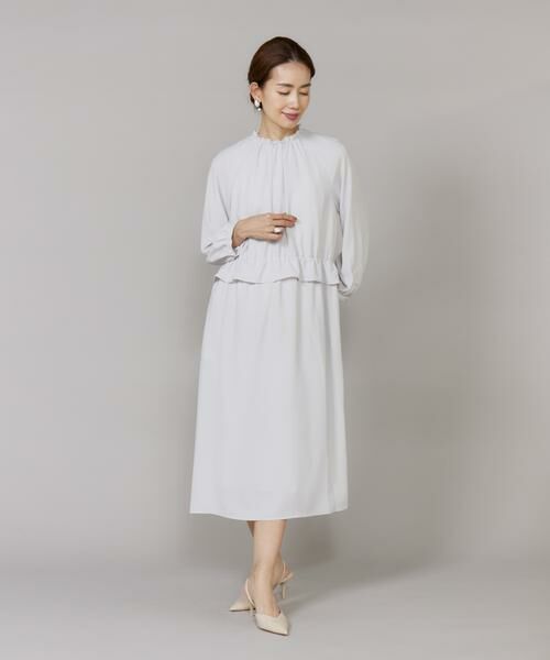 7-IDconcept / セブンアイディーコンセプト ミニ丈・ひざ丈ワンピース | 《大きいサイズ》 ペプラムギャザーワンピース | 詳細3