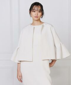 7-IDconcept / セブンアイディーコンセプト ノーカラージャケット | 《大きいサイズ》タックフレアースリーブジャケット