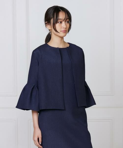 7-IDconcept / セブンアイディーコンセプト ノーカラージャケット | 《大きいサイズ》タックフレアースリーブジャケット | 詳細14