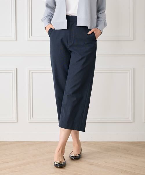 7-IDconcept / セブンアイディーコンセプト ショート・ハーフ・半端丈パンツ | 《大きいサイズ》ワイドクロップトパンツ（ネイビー）