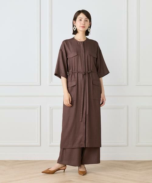 7-IDconcept / セブンアイディーコンセプト ミニ丈・ひざ丈ワンピース | 《大きいサイズ》麻調ロングジレワンピース | 詳細10