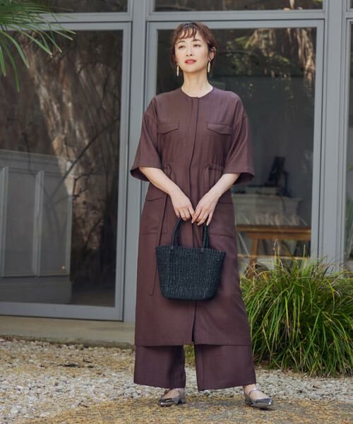 7-IDconcept / セブンアイディーコンセプト ミニ丈・ひざ丈ワンピース | 《大きいサイズ》麻調ロングジレワンピース | 詳細11