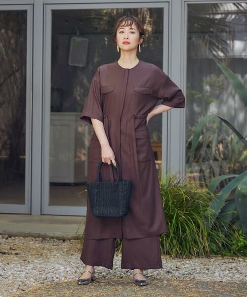 7-IDconcept / セブンアイディーコンセプト ミニ丈・ひざ丈ワンピース | 《大きいサイズ》麻調ロングジレワンピース | 詳細12