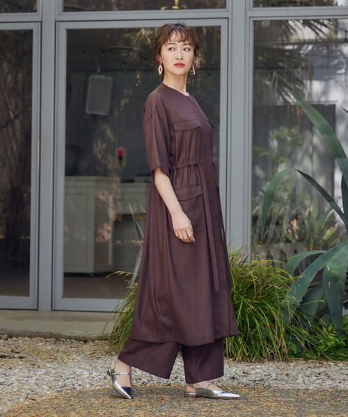 7-IDconcept / セブンアイディーコンセプト ミニ丈・ひざ丈ワンピース | 《大きいサイズ》麻調ロングジレワンピース | 詳細13
