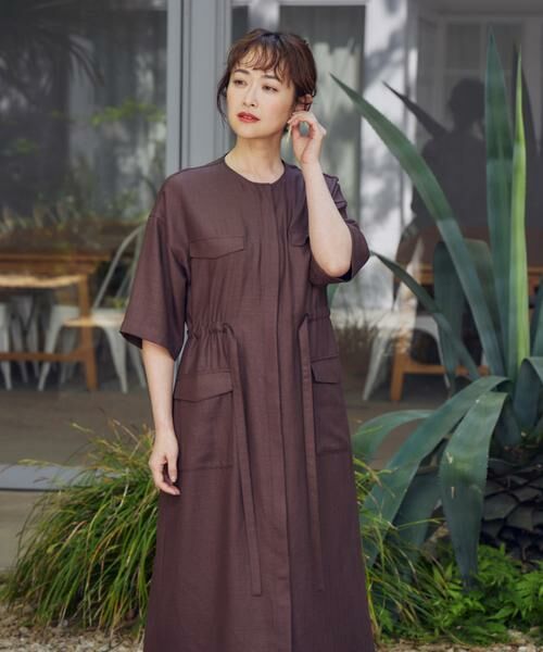 7-IDconcept / セブンアイディーコンセプト ミニ丈・ひざ丈ワンピース | 《大きいサイズ》麻調ロングジレワンピース | 詳細14