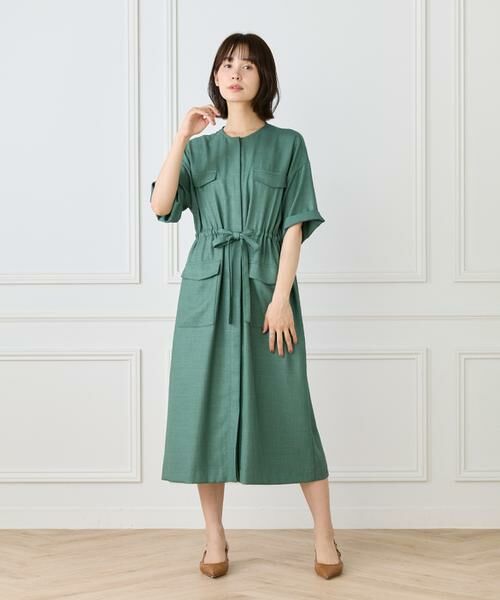 7-IDconcept / セブンアイディーコンセプト ミニ丈・ひざ丈ワンピース | 《大きいサイズ》麻調ロングジレワンピース | 詳細2