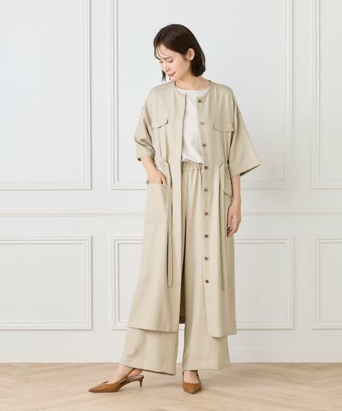 7-IDconcept / セブンアイディーコンセプト ミニ丈・ひざ丈ワンピース | 《大きいサイズ》麻調ロングジレワンピース | 詳細5