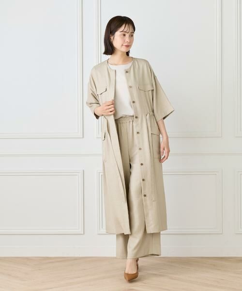 7-IDconcept / セブンアイディーコンセプト ミニ丈・ひざ丈ワンピース | 《大きいサイズ》麻調ロングジレワンピース | 詳細6