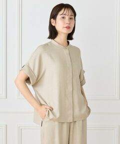 7-IDconcept / セブンアイディーコンセプト シャツ・ブラウス | 《大きいサイズ》麻調ワイドスリーブブラウス