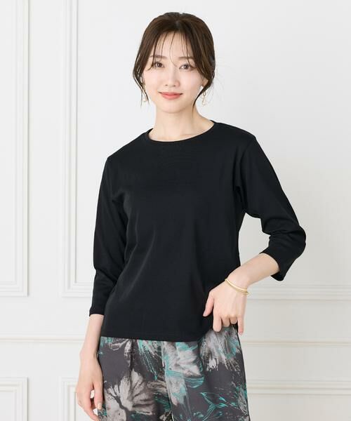 7-IDconcept / セブンアイディーコンセプト Tシャツ | 《大きいサイズ》7分袖Tシャツ《日本製》（ブラック）