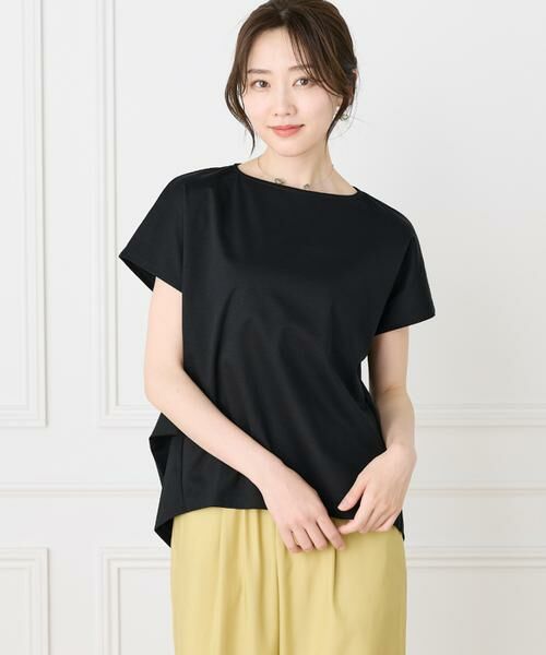 7-IDconcept / セブンアイディーコンセプト Tシャツ | 《大きいサイズ》バックロングサイドタックプルオーバー《日本製》（ブラック）