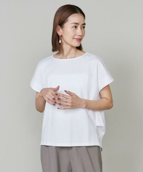 7-IDconcept / セブンアイディーコンセプト Tシャツ | 《大きいサイズ》バックロングサイドタックプルオーバー《日本製》（オフホワイト1）