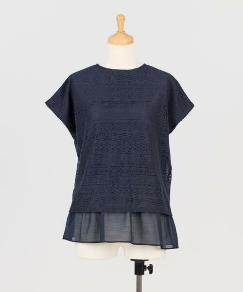7-IDconcept / セブンアイディーコンセプト Tシャツ | 《大きいサイズ》シアードッキングレースプルオーバー（ネイビー）