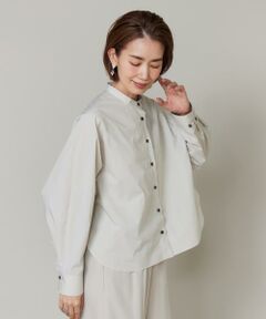 7-IDconcept / セブンアイディーコンセプト シャツ・ブラウス | サイドスリットバンドカラーシャツ｜モードなディテールで魅せる、洗練された一着