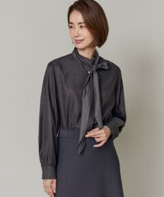 7-IDconcept / セブンアイディーコンセプト シャツ・ブラウス | 《大きいサイズ》ボウタイ付スタンドカラーブラウス｜アレンジ自在で、装いの幅が広がる上品な一枚