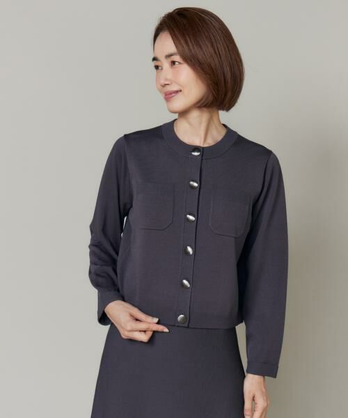 7-IDconcept / セブンアイディーコンセプト カーディガン・ボレロ | ポケット付きクルーネックカーディガン｜ハリ感で美シルエットを保つコンパクトニット羽織り「ニットアップ対応」 | 詳細1